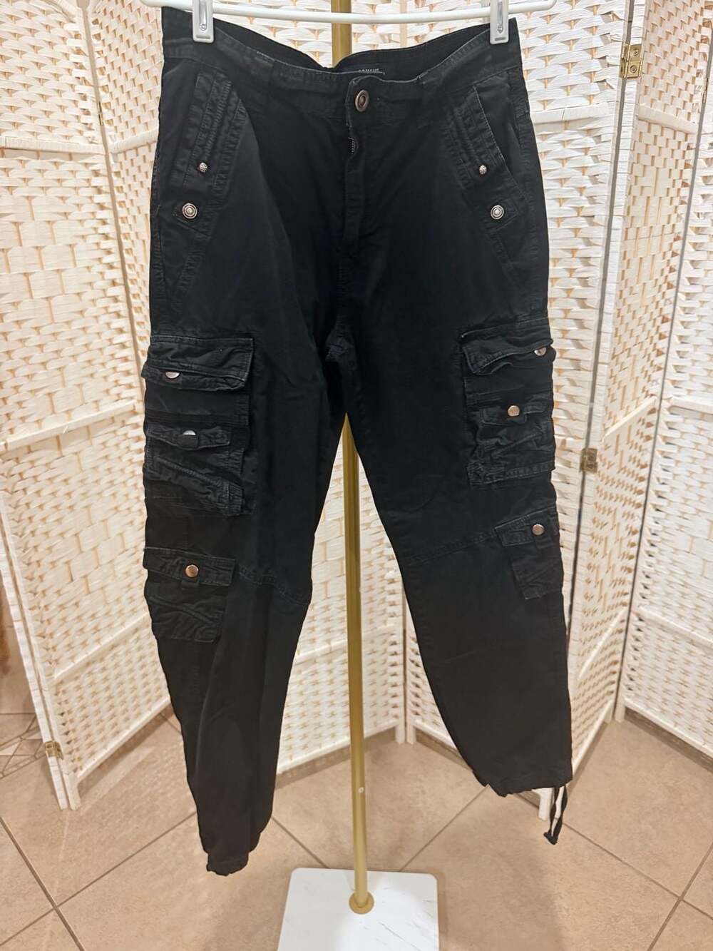 Ochenta Multi Pocket Cargo Pants Size 28 Black Utility Tactical